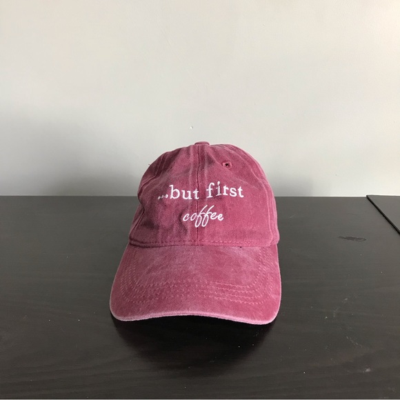 5 for $25! 💕 But First, Coffee Pink Embroidered Baseball HAT 😏 - Picture 2 of 8